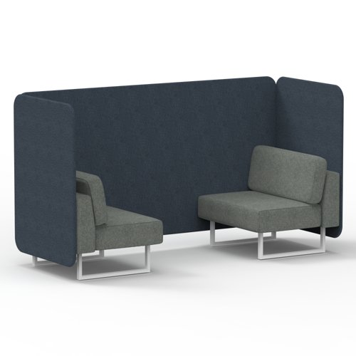 Brixworth 2 Seater Bench Booth With White Legs In Rivet Fabric - Crucible Panels And Prime Sofa