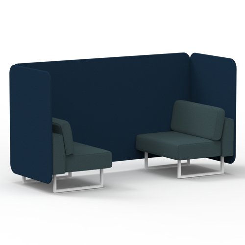 Brixworth 2 Seater Bench Booth With White Legs In X2 Fabric - Calculus Panels And Polygon Sofa