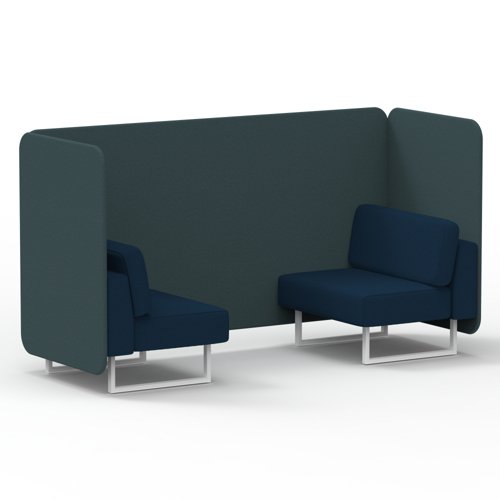 Brixworth 2 Seater Bench Booth With White Legs In X2 Fabric Polygon Panels And Calculus Sofa