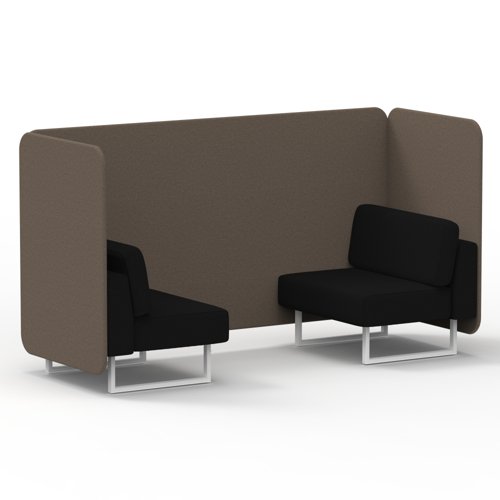 Brixworth 2 Seater Bench Booth With White Legs In X2 Fabric - Theory Panels And Diameter Sofa