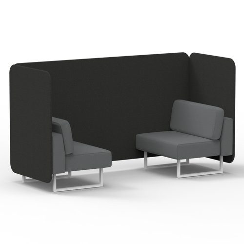 Brixworth 2 Seater Bench Booth With White Legs In Synergy Fabric Mix Panels And Partner Sofa