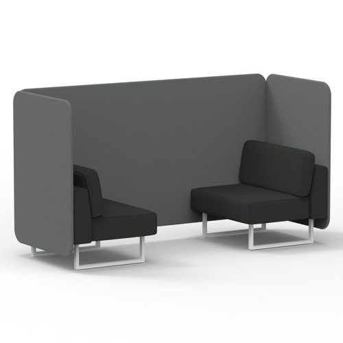 Brixworth 2 Seater Bench Booth With White Legs In Synergy Fabric Partner Panels And Mix Sofa