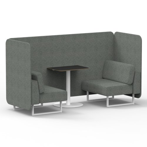 Brixworth 2 Seater Bench Booth With White Legs And Black Table With White Leg In Rivet Fabric Prime Panels And Sofa
