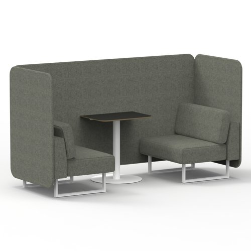 Brixworth 2 Seater Bench Booth With White Legs And Black Table With White Leg In Rivet Fabric Vitreous Panels And Sofa Brixworth 2 Seater Bench Booth With White Legs And Black Table With White Leg In Rivet Fabric Vitreous Panels And Sofa