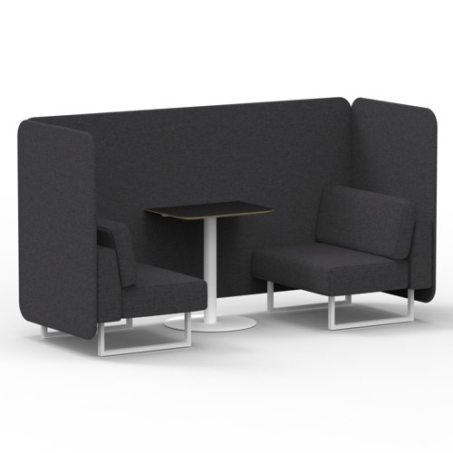Brixworth 2 Seater Bench Booth With White Legs And Black Table With White Leg In X2 Fabric Arithmetic Panels And Sofa