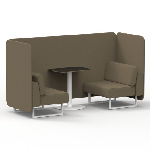 Brixworth 2 Seater Bench Booth With White Legs And Black Table With White Leg In Main Line Flax Fabric Bank Panels And Sofa