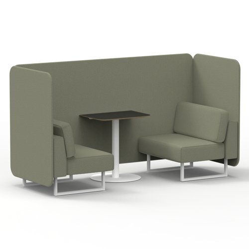 Brixworth 2 Seater Bench Booth With White Legs And Black Table With White Leg In Main Line Flax Fabric Newbury Panels And Sofa