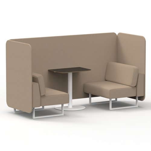 Brixworth 2 Seater Bench Booth With White Legs And Black Table With White Leg In Synergy Fabric Affix Panels And Sofa
