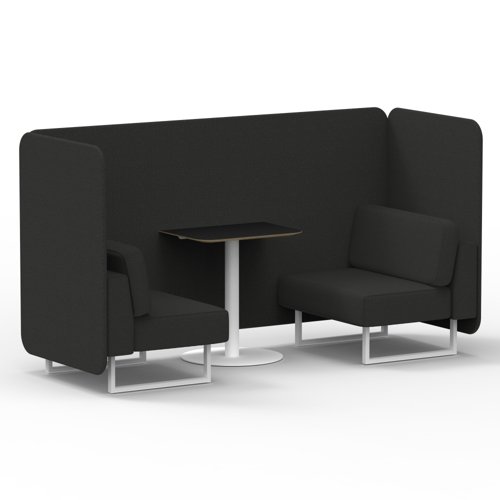 Brixworth 2 Seater Bench Booth With White Legs And Black Table With White Leg In Synergy Fabric Mix Panels And Sofa
