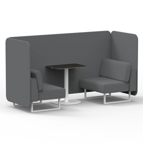 Brixworth 2 Seater Bench Booth With White Legs And Black Table With White Leg In Synergy Fabric Partner Panels And Sofa Brixworth 2 Seater Bench Booth With White Legs And Black Table With White Leg In Synergy Fabric Partner Panels And Sofa