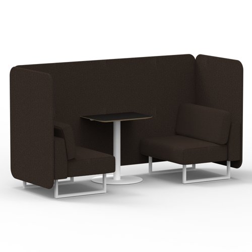 Brixworth 2 Seater Bench Booth With White Legs And Black Table With White Leg In Synergy Fabric Wed Panels And Sofa
