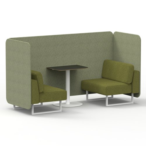 Brixworth 2 Seater Bench Booth With White Legs And Black Table With White Leg In Rivet Fabric Burnish Panels And Olive Sofa Brixworth 2 Seater Bench Booth With White Legs And Black Table With White Leg In Rivet Fabric Burnish Panels And Olive Sofa