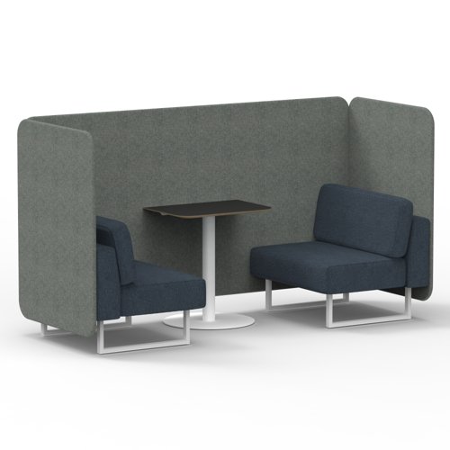 Brixworth 2 Seater Bench Booth With White Legs And Black Table With White Leg In Rivet Fabric Prime Panels And Crucible Sofa