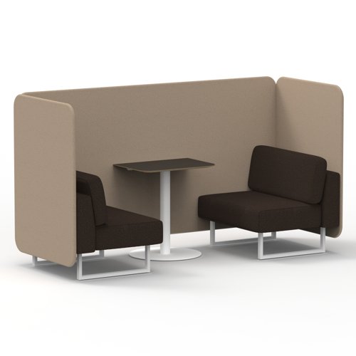 Brixworth 2 Seater Bench Booth With White Legs And Black Table With White Leg In Synergy Fabric Affix Panels And Wed Sofa