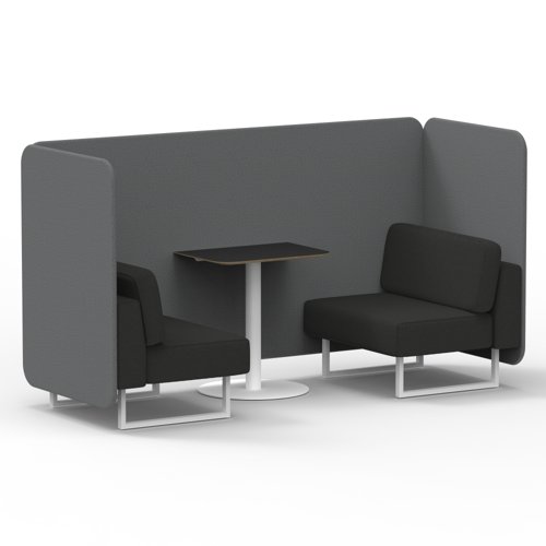 Brixworth 2 Seater Bench Booth With White Legs And Black Table With White Leg In Synergy Fabric Partner Panels And Mix Sofa Brixworth 2 Seater Bench Booth With White Legs And Black Table With White Leg In Synergy Fabric Partner Panels And Mix Sofa
