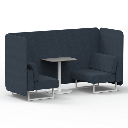 Brixworth 2 Seater Bench Booth With White Legs And Grey Table With White Leg In Rivet Fabric Crucible Panels And Sofa Brixworth 2 Seater Bench Booth With White Legs And Grey Table With White Leg In Rivet Fabric Crucible Panels And Sofa