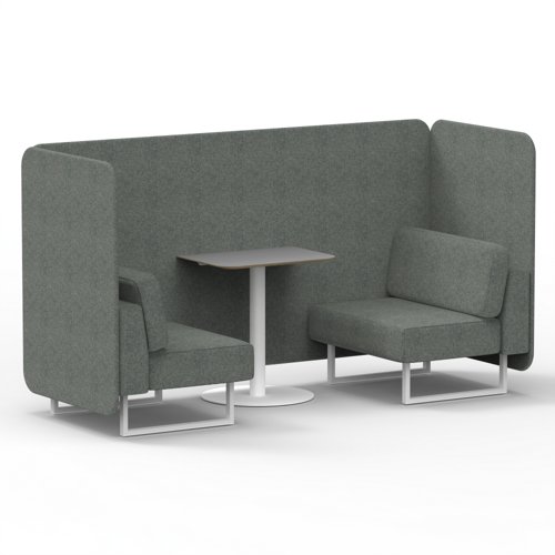 Brixworth 2 Seater Bench Booth With White Legs And Grey Table With White Leg In Rivet Fabric Prime Panels And Sofa