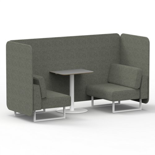 Brixworth 2 Seater Bench Booth With White Legs And Grey Table With White Leg In Rivet Fabric Vitreous Panels And Sofa Brixworth 2 Seater Bench Booth With White Legs And Grey Table With White Leg In Rivet Fabric Vitreous Panels And Sofa