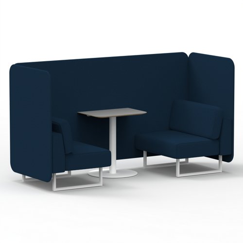 Brixworth 2 Seater Bench Booth With White Legs And Grey Table With White Leg In X2 Fabric Calculus Panels And Sofa