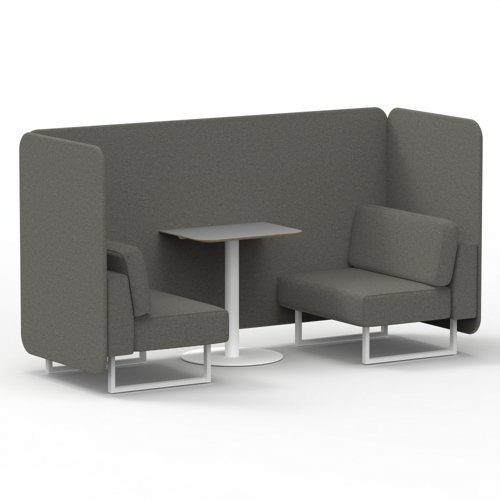 Brixworth 2 Seater Bench Booth With White Legs And Grey Table With White Leg In X2 Fabric Number Panels And Sofa