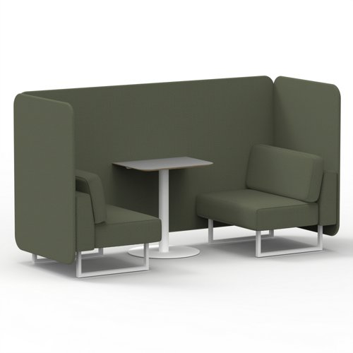 Brixworth 2 Seater Bench Booth With White Legs And Grey Table With White Leg In Main Line Flax Fabric Monument Panels And Sofa