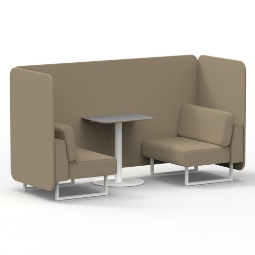 Brixworth 2 Seater Bench Booth With White Legs And Grey Table With White Leg In Main Line Flax Fabric Upminster Panels And Sofa