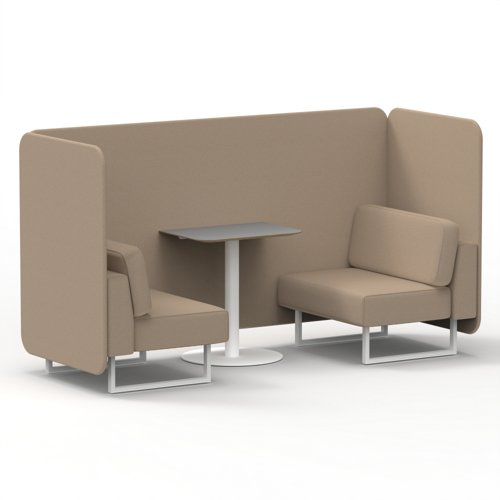 Brixworth 2 Seater Bench Booth With White Legs And Grey Table With White Leg In Synergy Fabric Affix Panels And Sofa