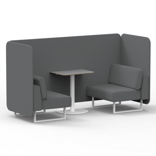 Brixworth 2 Seater Bench Booth With White Legs And Grey Table With White Leg In Synergy Fabric Partner Panels And Sofa