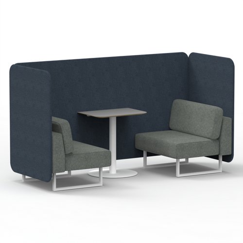 Brixworth 2 Seater Bench Booth With White Legs And Grey Table With White Leg In Rivet Fabric Crucible Panels And Prime Sofa Brixworth 2 Seater Bench Booth With White Legs And Grey Table With White Leg In Rivet Fabric Crucible Panels And Prime Sofa
