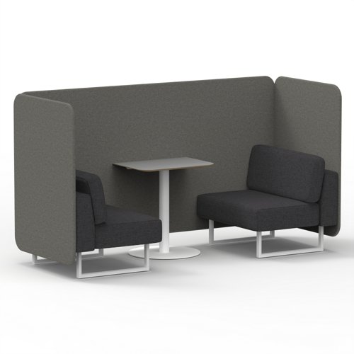 Brixworth 2 Seater Bench Booth With White Legs And Grey Table With White Leg In X2 Fabric Number Panels And Arithmetic Sofa