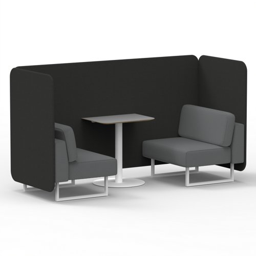 Brixworth 2 Seater Bench Booth With White Legs And Grey Table With White Leg In Synergy Fabric Mix Panels And Partner Sofa