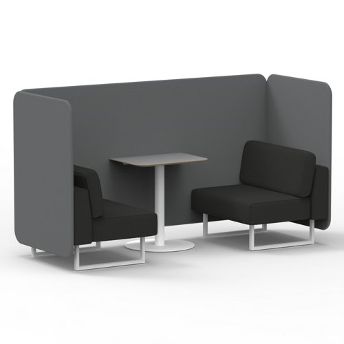 Brixworth 2 Seater Bench Booth With White Legs And Grey Table With White Leg In Synergy Fabric Partner Panels And Mix Sofa