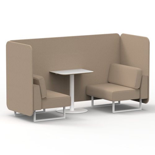 Brixworth 2 Seater Bench Booth With White Legs And White Table With White Leg In Synergy Fabric Affix Panels And Sofa