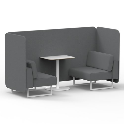 Brixworth 2 Seater Bench Booth With White Legs And White Table With White Leg In Synergy Fabric Partner Panels And Sofa Brixworth 2 Seater Bench Booth With White Legs And White Table With White Leg In Synergy Fabric Partner Panels And Sofa