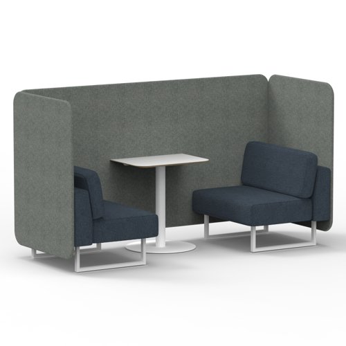 Brixworth 2 Seater Bench Booth With White Legs And White Table With White Leg In Rivet Fabric Prime Panels And Crucible Sofa Brixworth 2 Seater Bench Booth With White Legs And White Table With White Leg In Rivet Fabric Prime Panels And Crucible Sofa