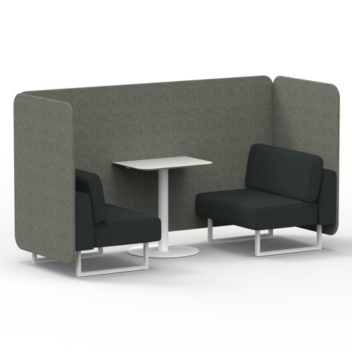 Brixworth 2 Seater Bench Booth With White Legs And White Table With White Leg In Rivet Fabric Vitreous Panels And Charcoal Sofa Brixworth 2 Seater Bench Booth With White Legs And White Table With White Leg In Rivet Fabric Vitreous Panels And Charcoal Sofa