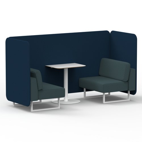 Brixworth 2 Seater Bench Booth With White Legs And White Table With White Leg In X2 Fabric Calculus Panels And Polygon Sofa