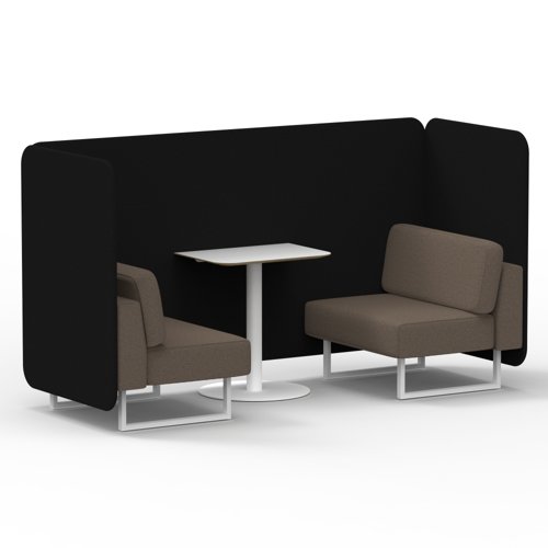 Brixworth 2 Seater Bench Booth With White Legs And White Table With White Leg In X2 Fabric Diameter Panels And Theory Sofa