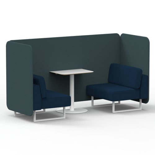 Brixworth 2 Seater Bench Booth With White Legs And White Table With White Leg In X2 Fabric Polygon Panels And Calculus Sofa