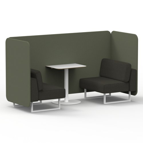 Brixworth 2 Seater Bench Booth With White Legs And White Table With White Leg In Main Line Flax Fabric Monument Panels And Temple Sofa