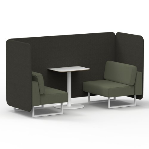 Brixworth 2 Seater Bench Booth With White Legs And White Table With White Leg In Main Line Flax Fabric Temple Panels And Monument Sofa