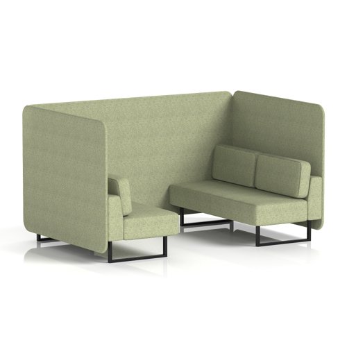 Brixworth 4 Seater Bench Booth With Black Legs In Rivet Fabric - Burnish Panels And Sofa