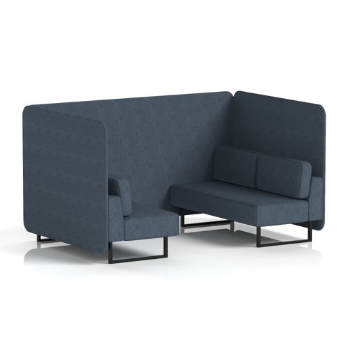 Brixworth 4 Seater Bench Booth With Black Legs In Rivet Fabric - Crucible Panels And Sofa