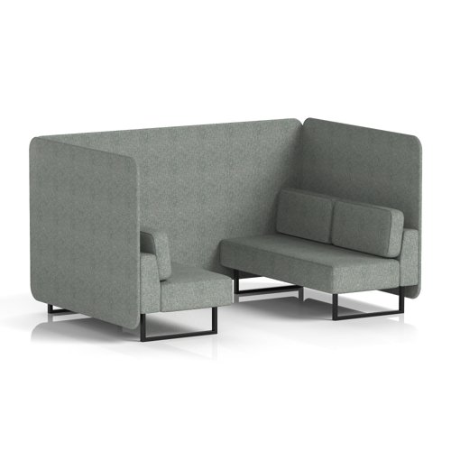 Brixworth 4 Seater Bench Booth With Black Legs In Rivet Fabric - Prime Panels And Sofa