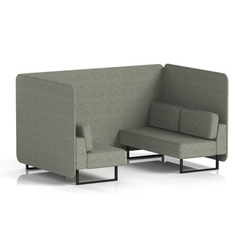 Brixworth 4 Seater Bench Booth With Black Legs In Rivet Fabric - Vitreous Panels And Sofa