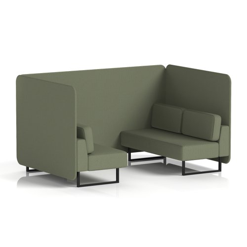 Brixworth 4 Seater Bench Booth With Black Legs In Main Line Flax Fabric - Monument Panels And Sofa