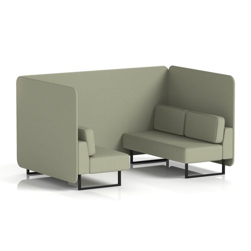 Brixworth 4 Seater Bench Booth With Black Legs In Main Line Flax Fabric - Newbury Panels And Sofa