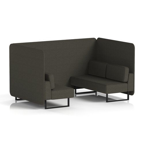 Brixworth 4 Seater Bench Booth With Black Legs In Main Line Flax Fabric - Temple Panels And Sofa
