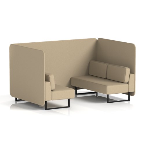 Brixworth 4 Seater Bench Booth With Black Legs In Main Line Flax Fabric - Upminster Panels And Sofa
