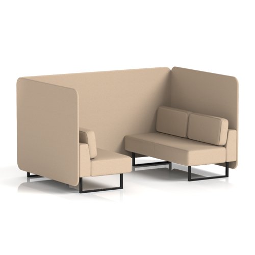 Brixworth 4 Seater Bench Booth With Black Legs In Synergy Fabric - Affix Panels And Sofa